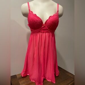 Daisy Fuentes Large push-up underwire sheer skirted babydoll lingerie